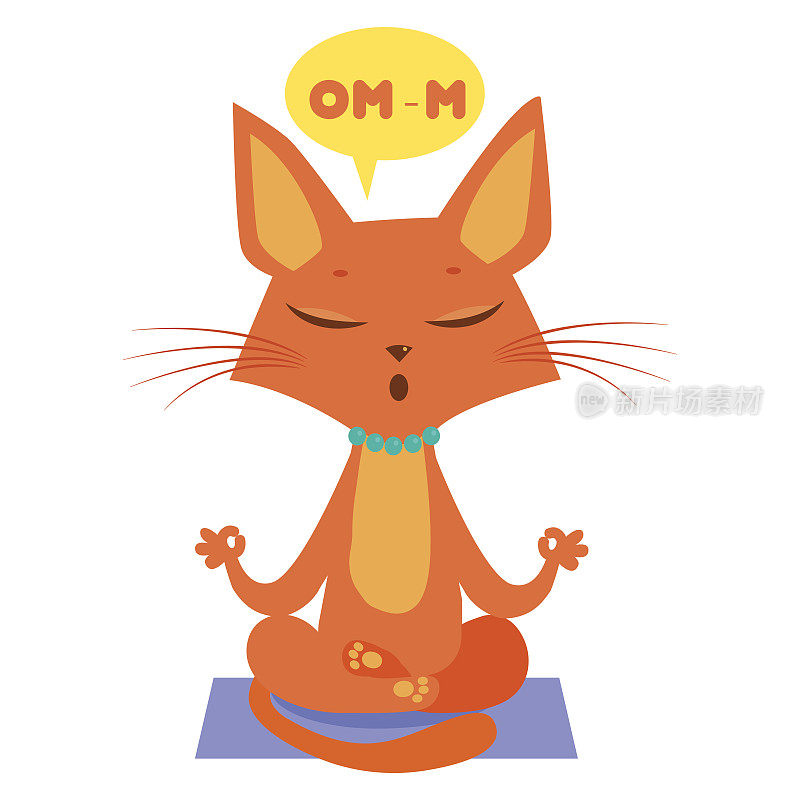 冥想瑜伽猫向量。有趣的卡通猫练习瑜伽。参加瑜伽课程。