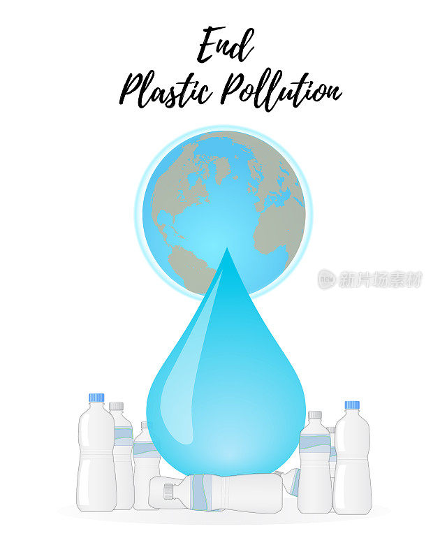 塑料污染。矢量插图。