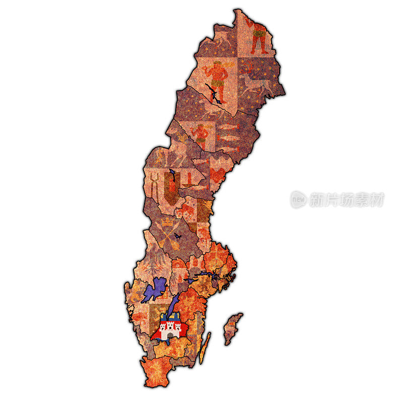 瑞典地图上的延雪平县旗