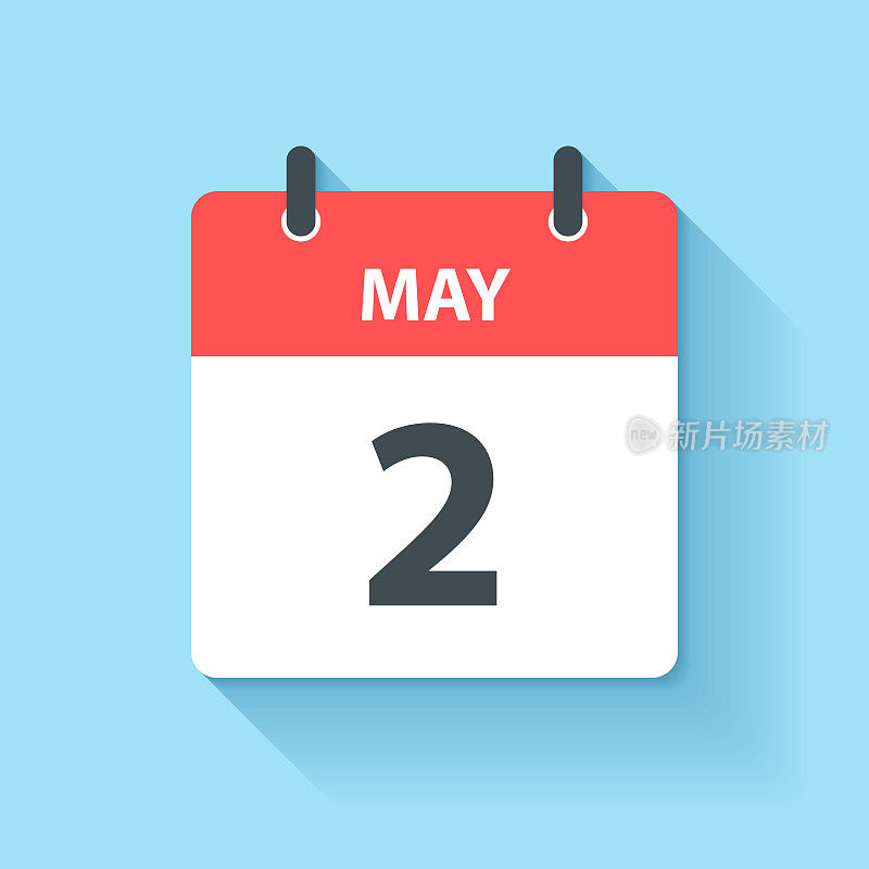5月2日-日日历图标在平面设计风格