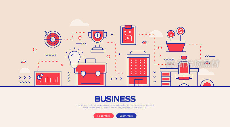 商业相关的现代线条风格矢量插图