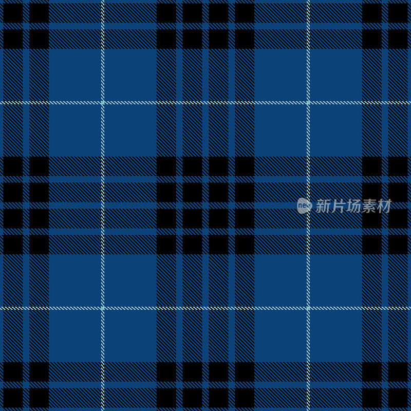 蓝黑苏格兰格子格纹纺织图案