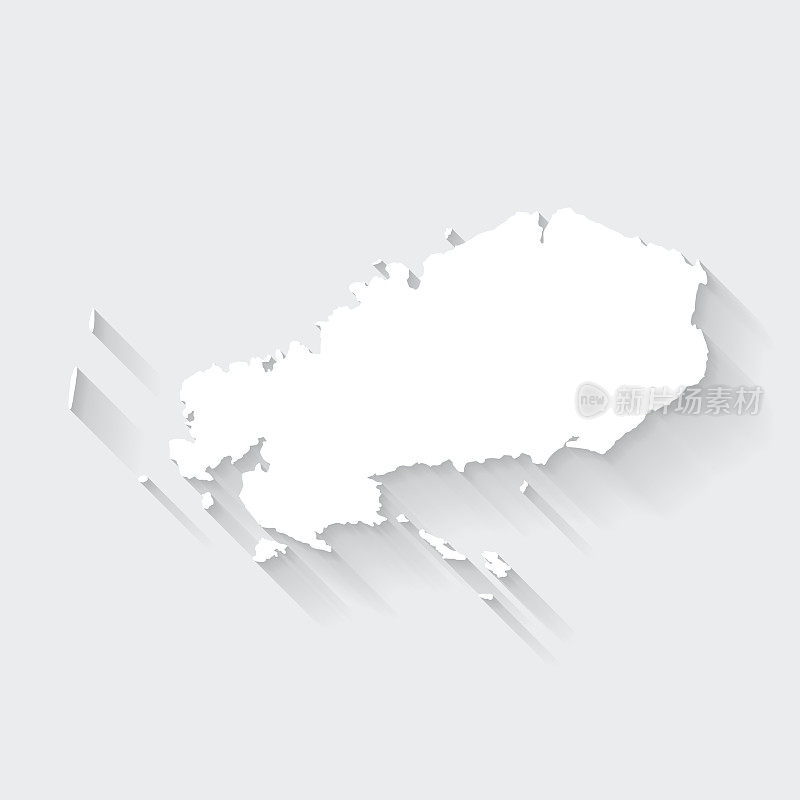 罗德里格斯岛地图与空白背景的长阴影-平面设计