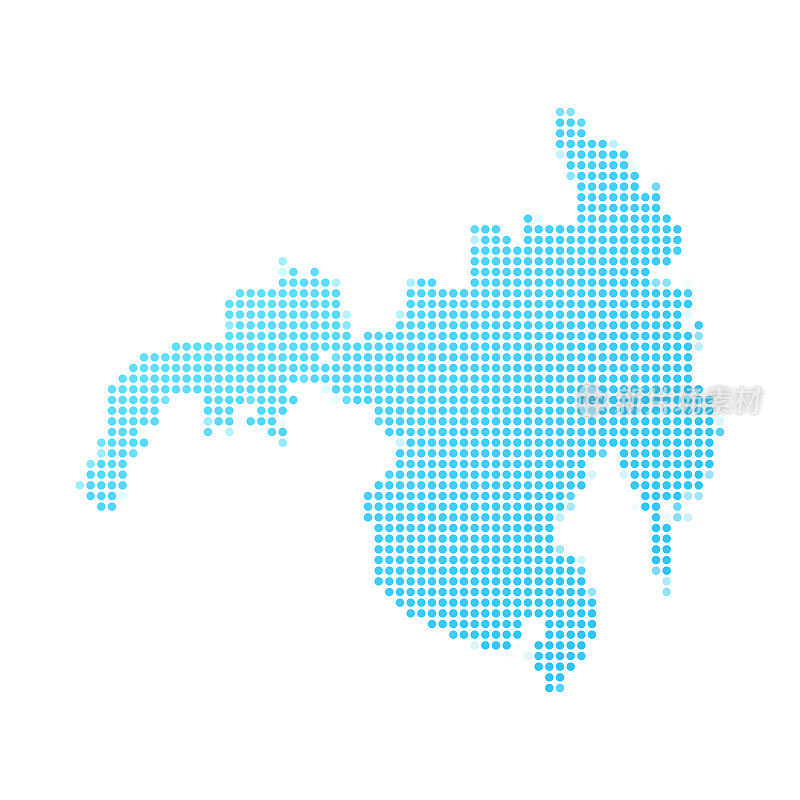 棉兰老岛地图在白色背景上的蓝点