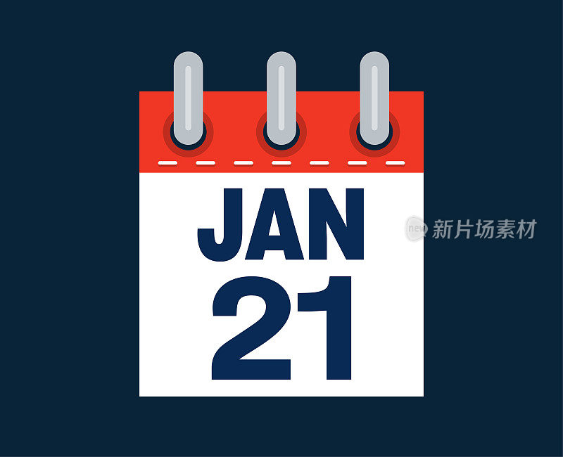 这个月的日历日期是1月21日