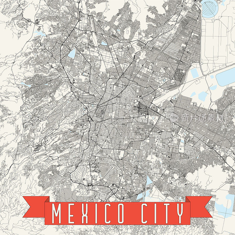 墨西哥城，墨西哥矢量地图