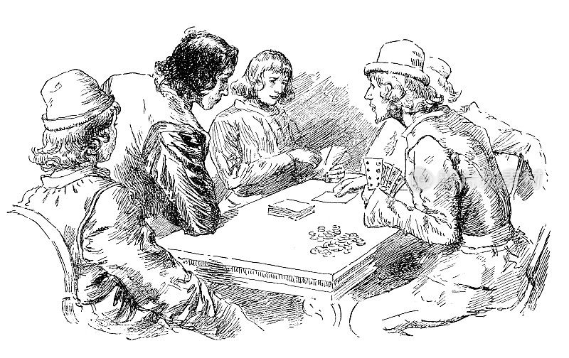人们在牌桌上打牌