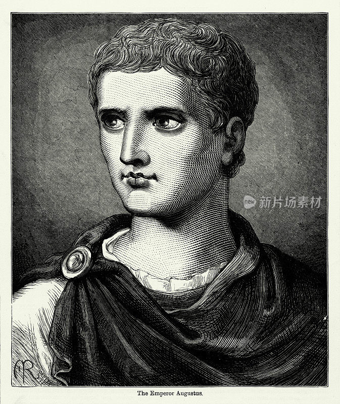 古董雕刻:凯撒奥古斯都罗马皇帝雕刻