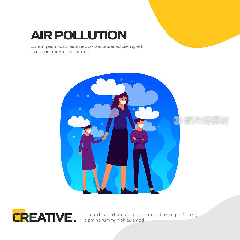 空气污染概念矢量插图网站横幅，广告和营销材料，在线广告，社交媒体营销等。