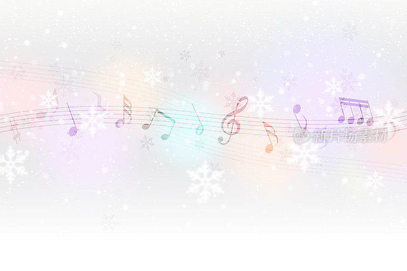 音乐的音符和雪花的图像背景