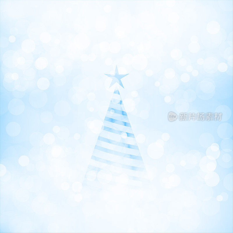 一个创造性的闪光白色和浅天蓝色空的纯空白矢量背景与条纹螺旋圣诞树和一颗星星在它的顶部