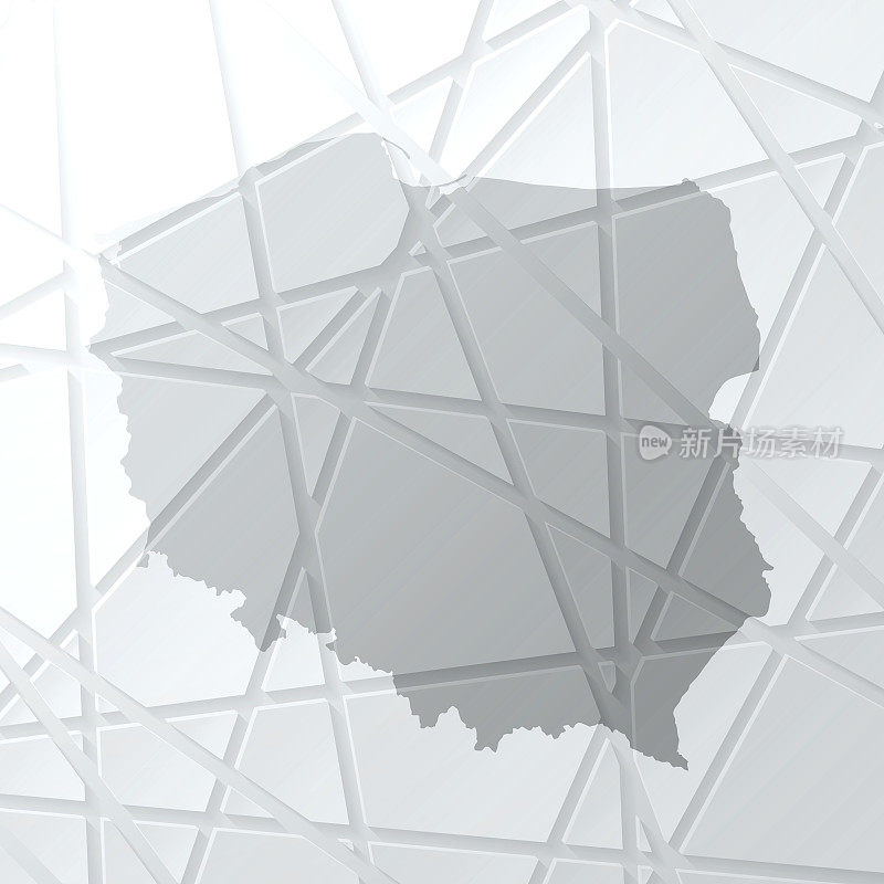波兰地图与网状网络在白色背景
