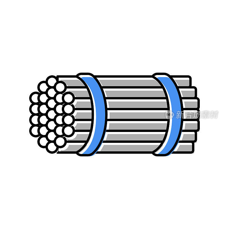 包装钢筋彩色图标矢量插图