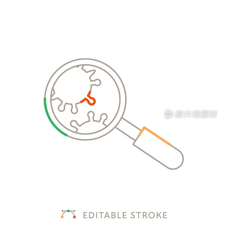 具有可编辑Stroke的病毒研究多色线图标