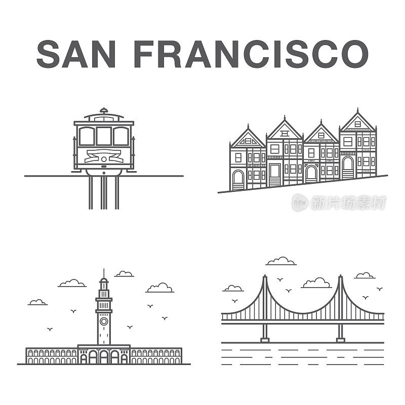 世界著名的旧金山城市地标