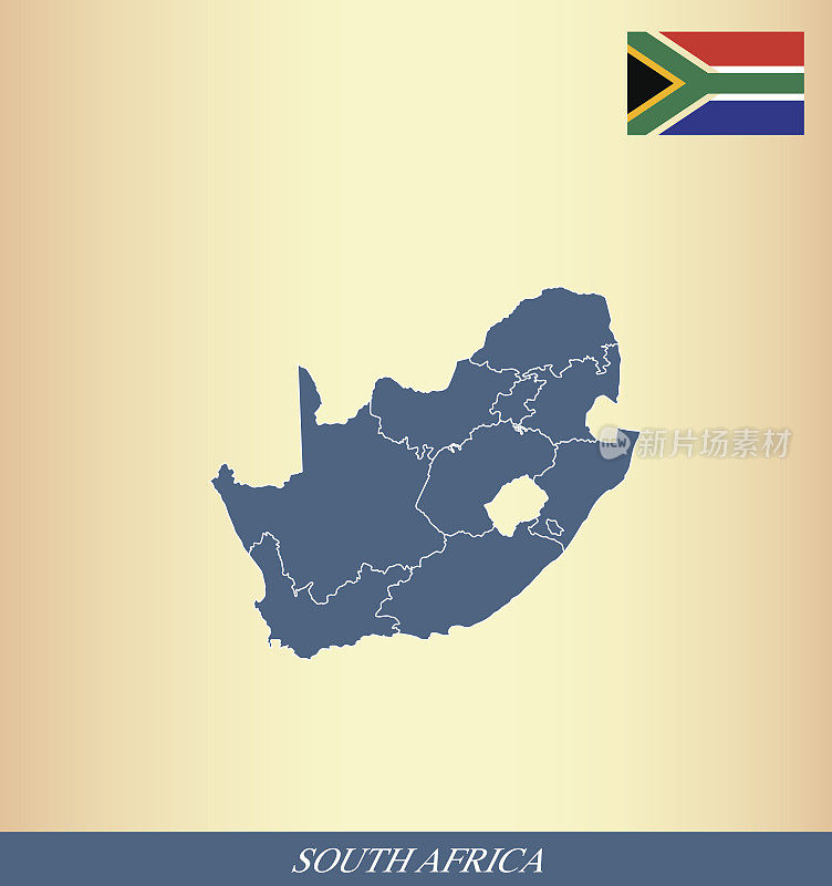 南非地图和旗帜轮廓矢量