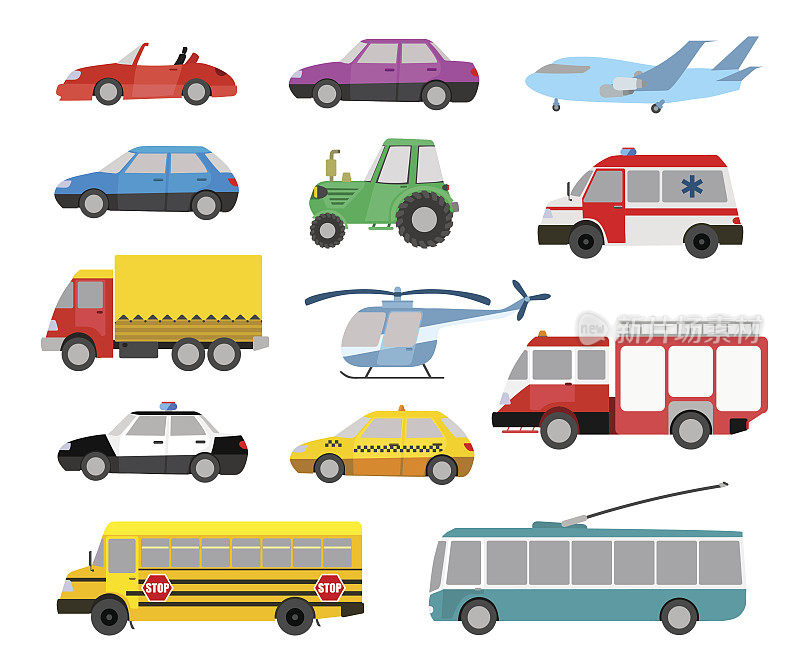 卡通汽车和交通工具