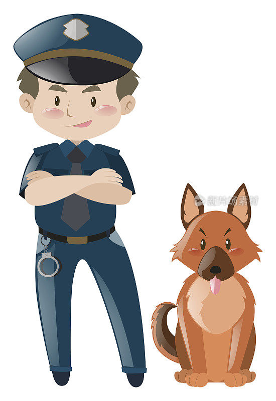 身着制服的警察与狗站在一起
