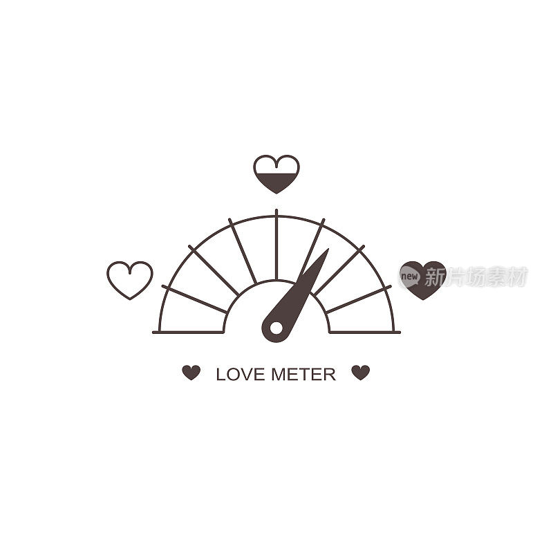 爱情计量，情人节贺卡设计元素。为情侣准备的婚礼信息图。矢量图形插图，EPS10。