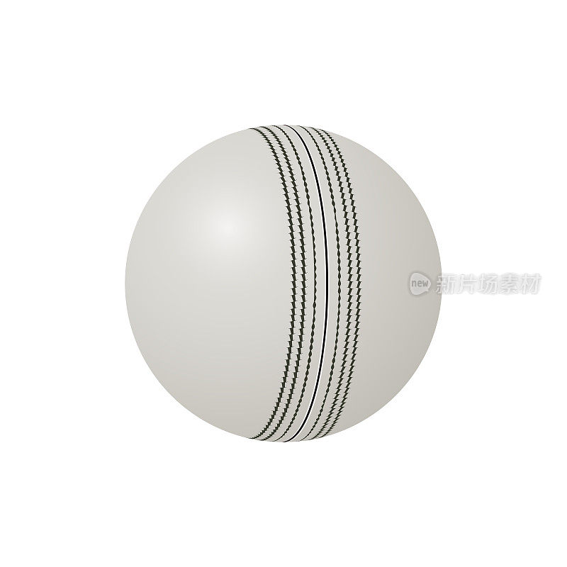 ODI板球皮球白色，现实向量
