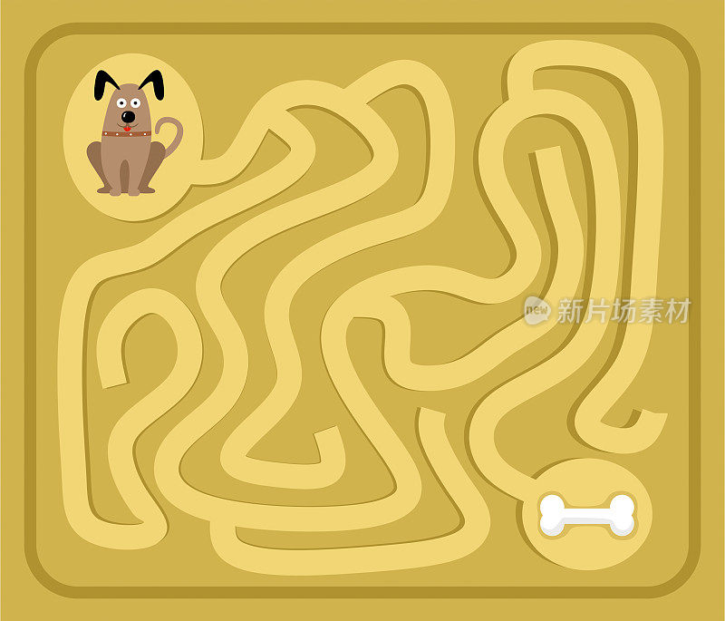 狗迷宫游戏矢量插图