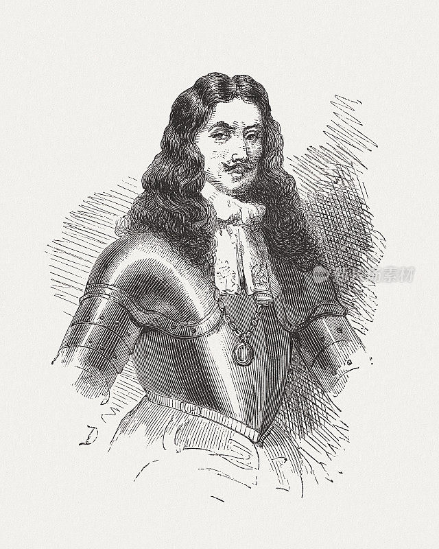 英国查理二世(1630-1685)，木刻，1876年出版