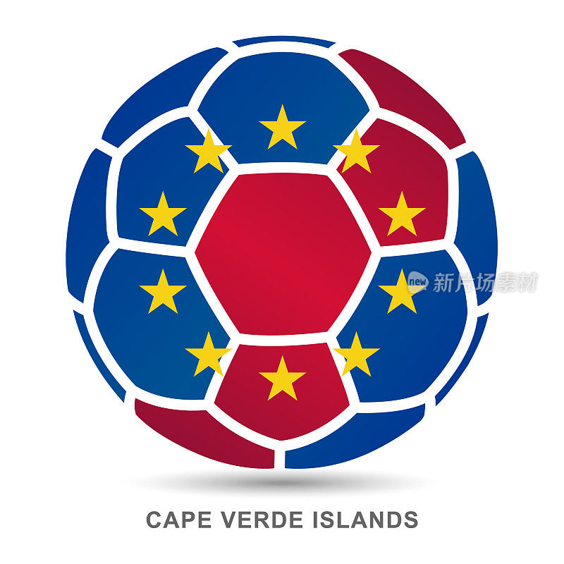 矢量足球与佛得角群岛国旗上的白色背景