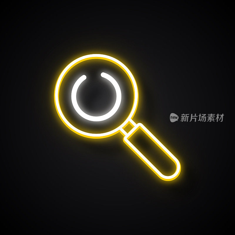 发光的霓虹灯效果搜索图标。大纲符号集合