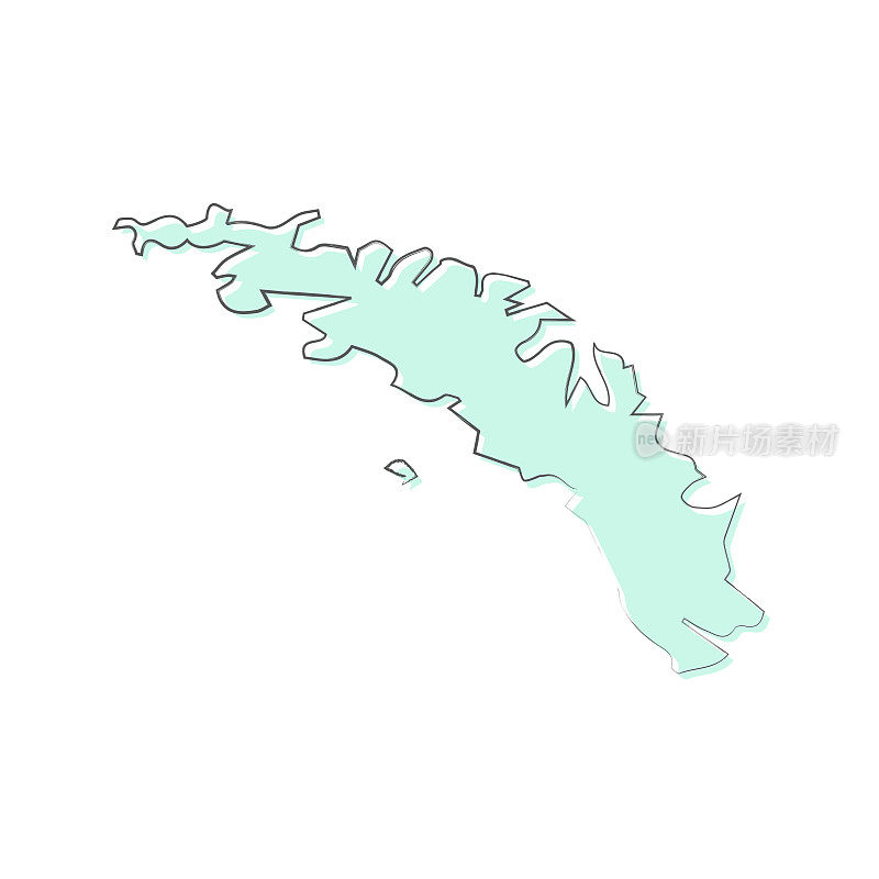 南乔治亚和南三明治群岛地图手绘在白色的背景-时尚的设计