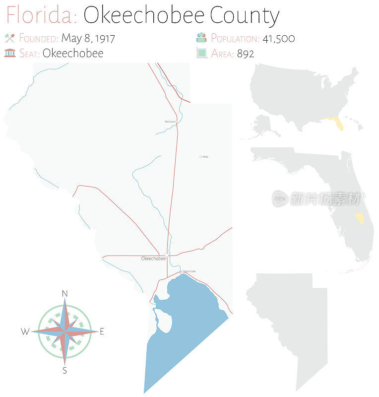 佛罗里达奥基乔比县地图