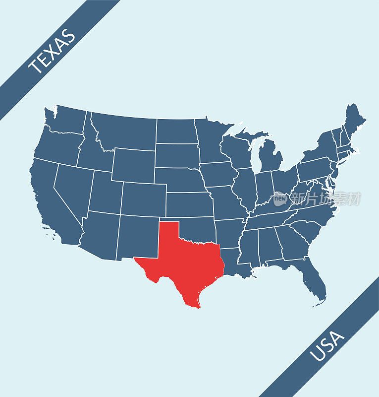 美国地图上的德克萨斯州