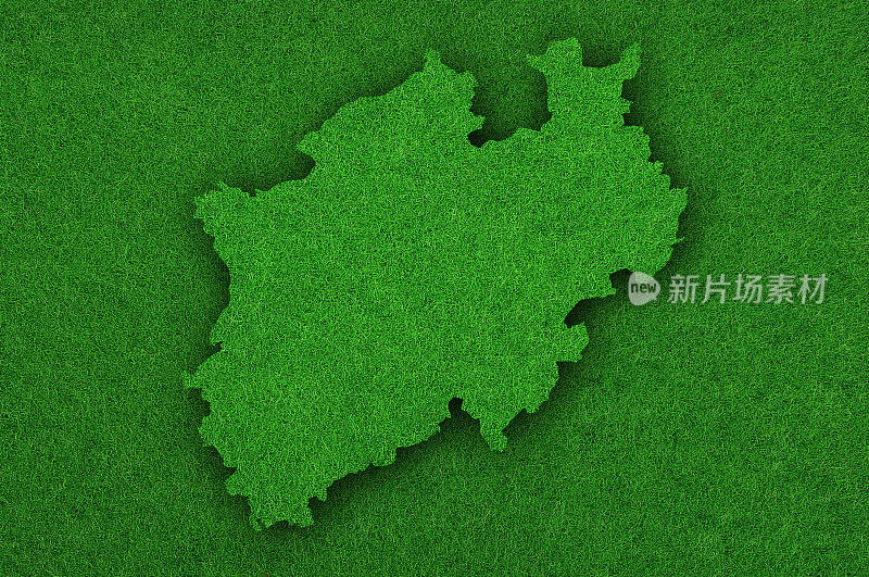 北莱茵-威斯特伐利亚的地图在绿色毛毡上