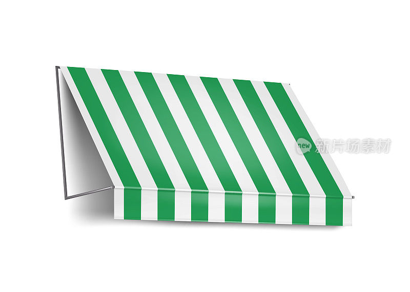 条纹天篷，现实的矢量插图。室外雨棚。建筑外立面帐篷顶，设计模板