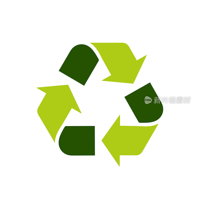 回收标志，回收单生态标志绿色箭头3R的环境，矢量图标
