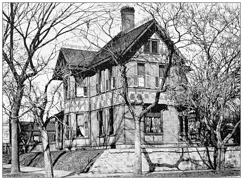 来自堪萨斯州劳伦斯的古董照片,1898年:住宅建筑外观