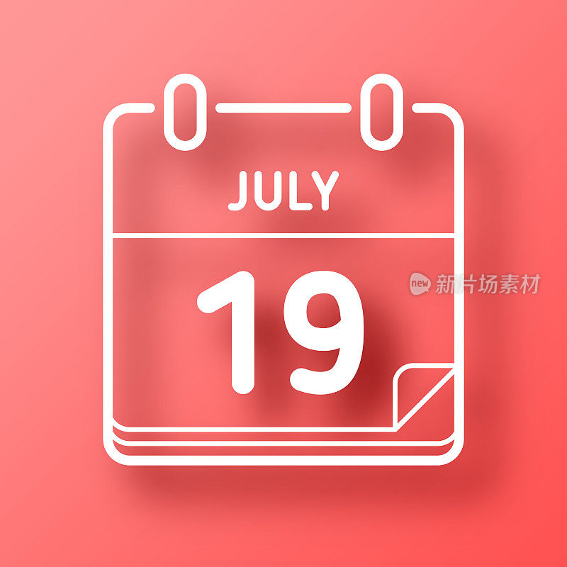 7月19日。图标在红色背景与阴影