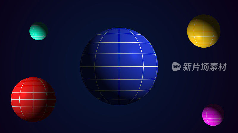 旋转的球体或行星动画，添加NOISE纹理和背景中闪烁的星星