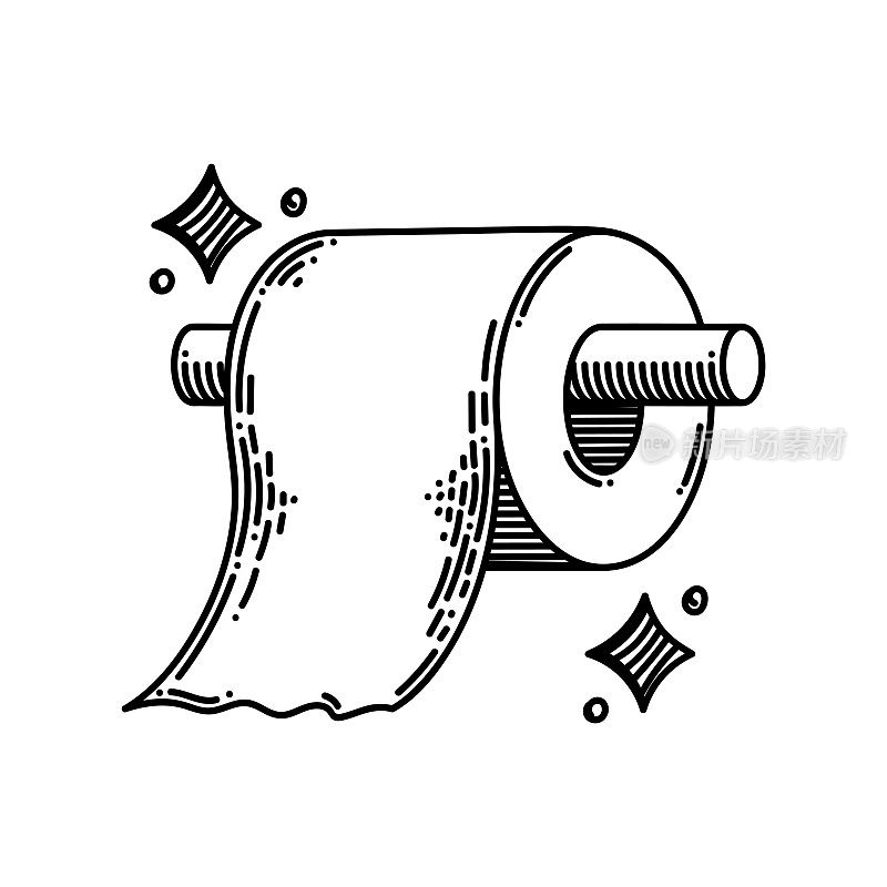 厕纸线条图标,草图设计,像素完美,可编辑的笔画。采购产品清洁产品,清洁,清洁剂,清洁。