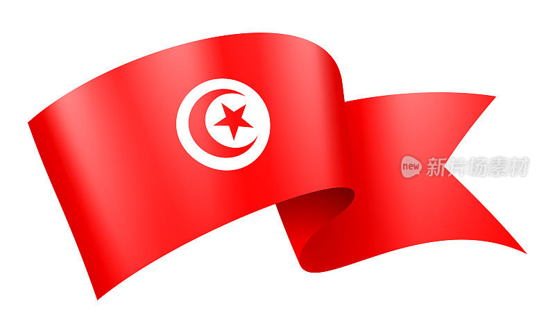 突尼斯国旗丝带-矢量股票插图