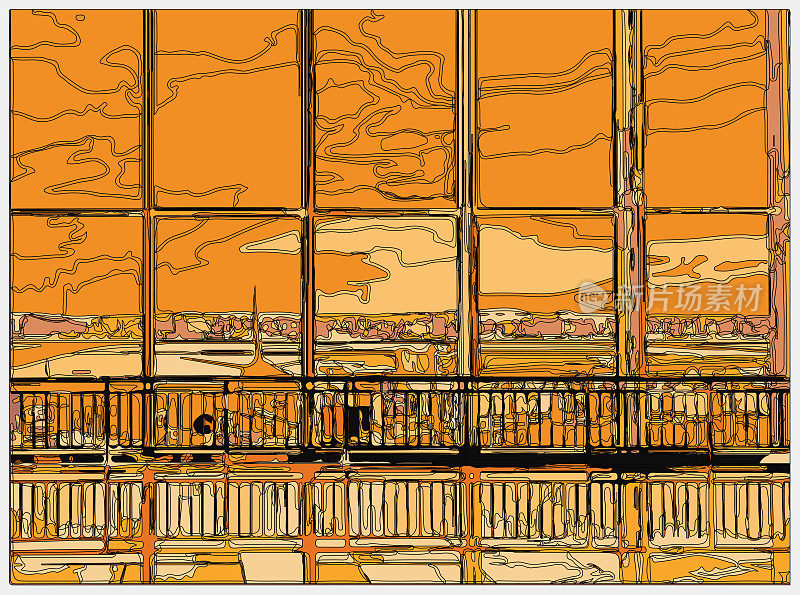 抽象霓虹色彩卡通窗口的机场场景背景