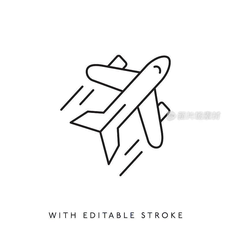 飞机图标设计与可编辑的笔触。