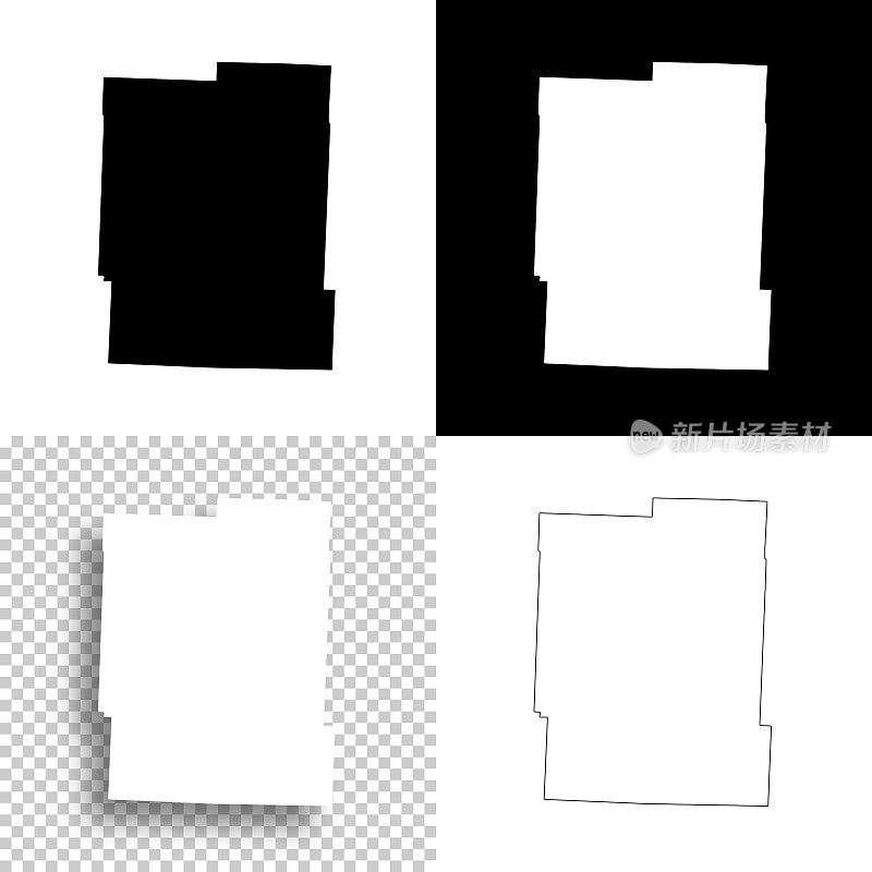 密苏里州本顿县。设计地图。空白，白色和黑色背景