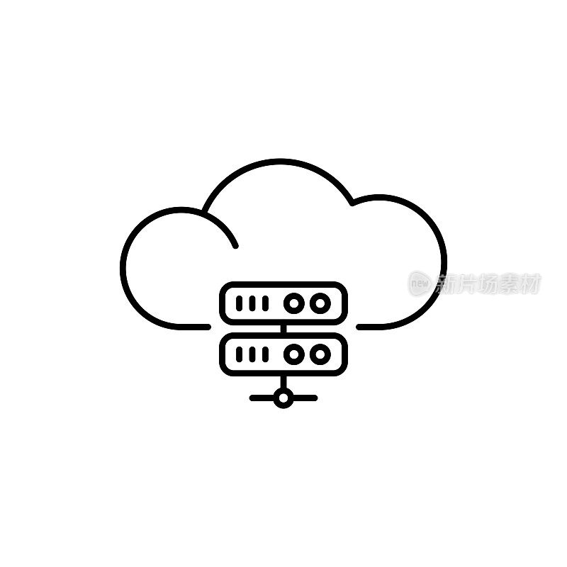 云服务器线图标与可编辑的笔画。Icon适用于网页设计、移动应用、UI、UX和GUI设计。