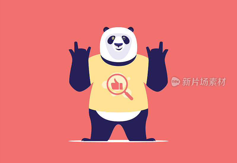 熊猫穿着黄色t恤欢呼