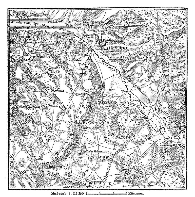 克里米亚战争-因克曼战役，战场地图