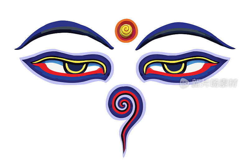佛眼矢量艺术。矢量插图的佛陀的眼睛。它们代表智慧和慈悲。