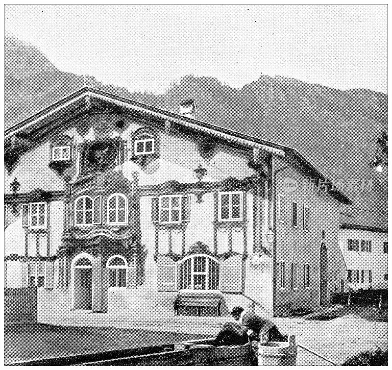 德国巴伐利亚州奥伯拉默高的古董旅行照片:汉堡主人的住所