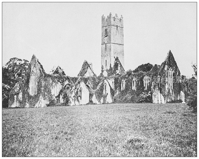 爱尔兰古董照片:阿代尔修道院，利默里克郡