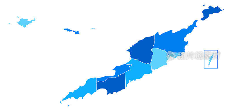 安圭拉简单的蓝色地图与地区