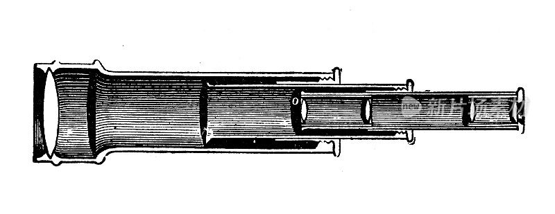 古董插图，物理原理和实验，光学:望远镜